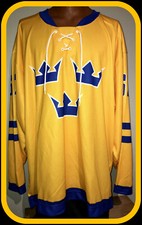 BLUE JACKETS VINTAGE GUSTAV NYQUIST SWEDEN TEAM JERSEY BY LUTCH ADULT 60 NWOT