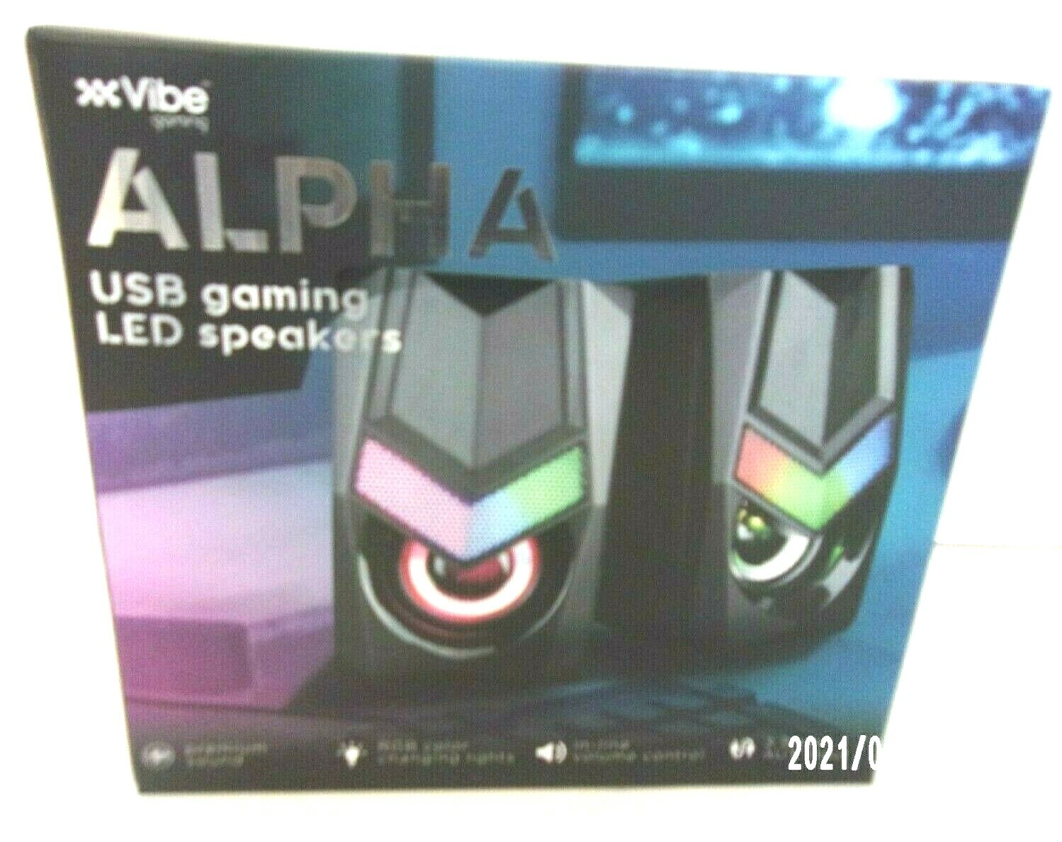 Vibe Gaming Gaming Mini Speakers Black USB LED RGB Stereo Bass For PC Desktop