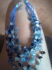 Beaded Layered Blue Necklace Bohemian Style