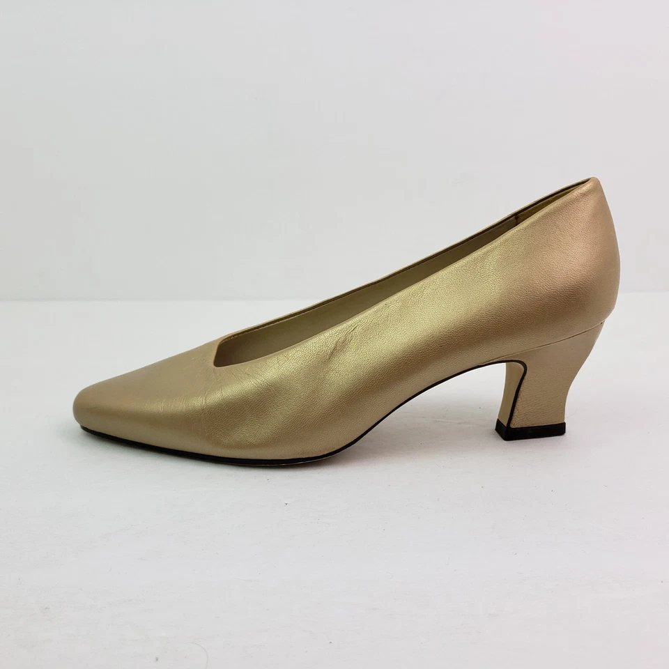 Zapatos de tacón formales sin cordones de cuero dorado talla 6 Enzo Angiolini para mujer Foto 3 de 4