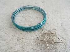 Silvertone Star Charm Blue Bangle Bracelet A8 