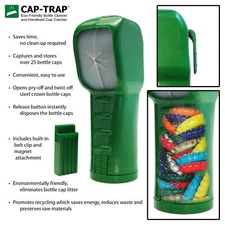 CAP-TRAP Green Portable Handheld Cap Catcher Beer Soda Bottle Opener WATCH VIDEO