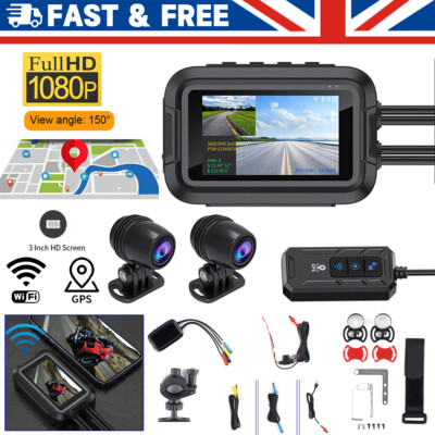Motorcycle Back Cameras Raspberry GPS Motorcycle Dash Cam Front + Rear Camera 3 inch Display Motorbike ...