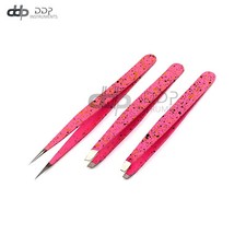 3 Slant  Pointed Tweezers Set Eyebrow Ingrown Facial  Nose Hair Pink  Black 