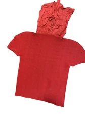 me ISSEY MIYAKE PLEATS PLEASE High Neck Short SleeveTop Red Size Free