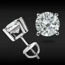 2Ct Round Cut Lab Created Diamond Solitaire Stud Earrings 14K White Gold Plated