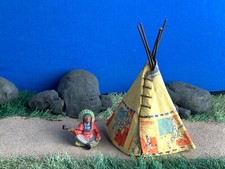 MERTEN Germany Vintage 60s Wild West Indian w/Pipe  Indian Tent - Lot of 2 pcs