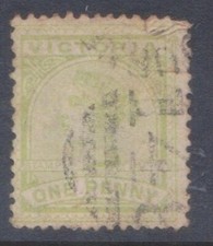 (F82-156) 1886 Victoria 1d green QVIC stamp (FE)