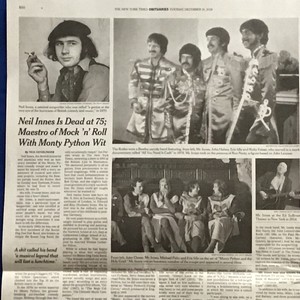 Download New York Times NEIL INNES Obituary Mock 'n Roll MONTY PYTHON HOLY GRAIL Wit | eBay