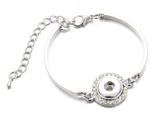 Mini Snap Jewelry Bracelet AB Halo Silver fits 12mm Petite Ginger Style Charms N