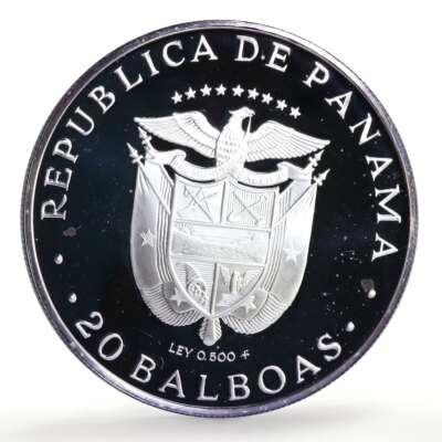 Panama 20 balboas Simon Bolivar 200th Birth Politics proof silver