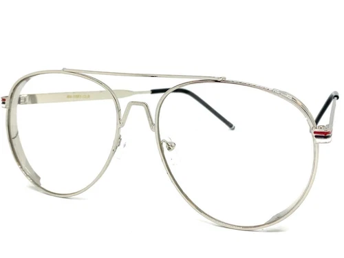 Mens Women Classic Vintage Retro Style Clear Lens EYE GLASSES Silver Metal Frame