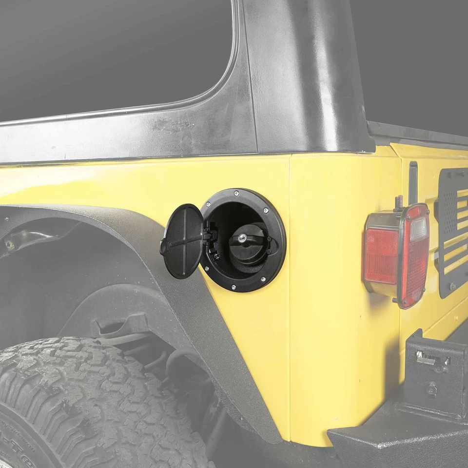 Black Fuel Filler Door Tank Lid Gas Cap Cover For Jeep Wrangler TJ 1997-2006 1X - Imagem 3 de 4