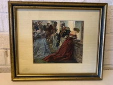 Antique “In the Gallery” Framed Engraving by Johann Klaus After Adolph Menzel