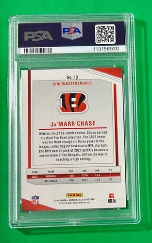 2024 Donruss Elite FOTL Pink Prizm Ja'Marr Chase #01/13 Bengals PSA GEM MINT 10 - Bild 2 von 2