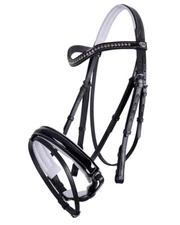QHP Aphrodite Patent Leather Dressage Bridle with Crystals
