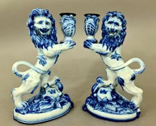 A1180 Paar Wappenlöwen als Kerzenständer, St. Clement, Frankreich um1880, H=29cm