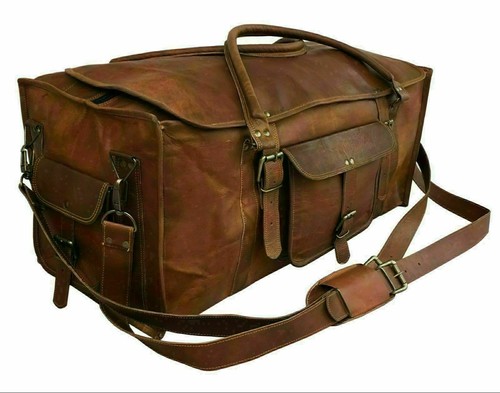 Sac De Nuit Femme En Cuir Véritable – Grand Format, Vintage, Pour Gym Ou Week-end, Marron