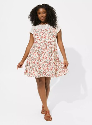 Torrid Mini Trapeze Dress Floral Gauze NWT New 1X