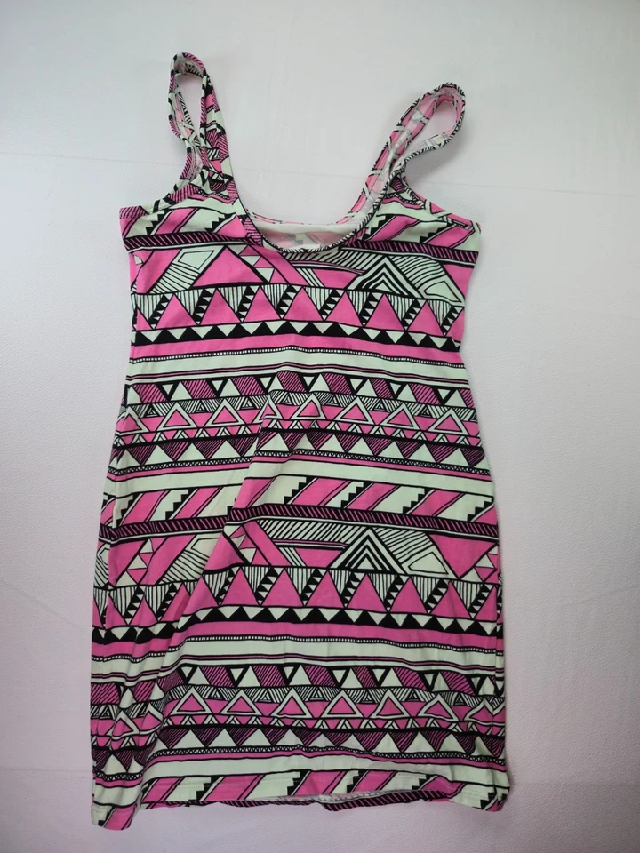 PINK Victoria's Secret Bodycon Tank Dress S Pink Tribal Print Fitted Y2K Retro - Image 3 of 4