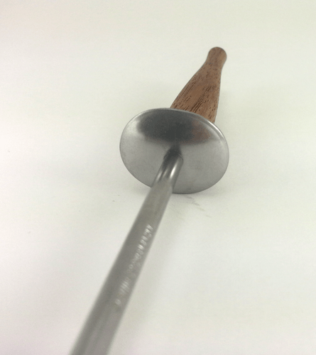 Vintage Fondue Fork Stainless Steel Wooden Handle Drip Guard 10" Blue Tip Japan - Picture 5 of 5
