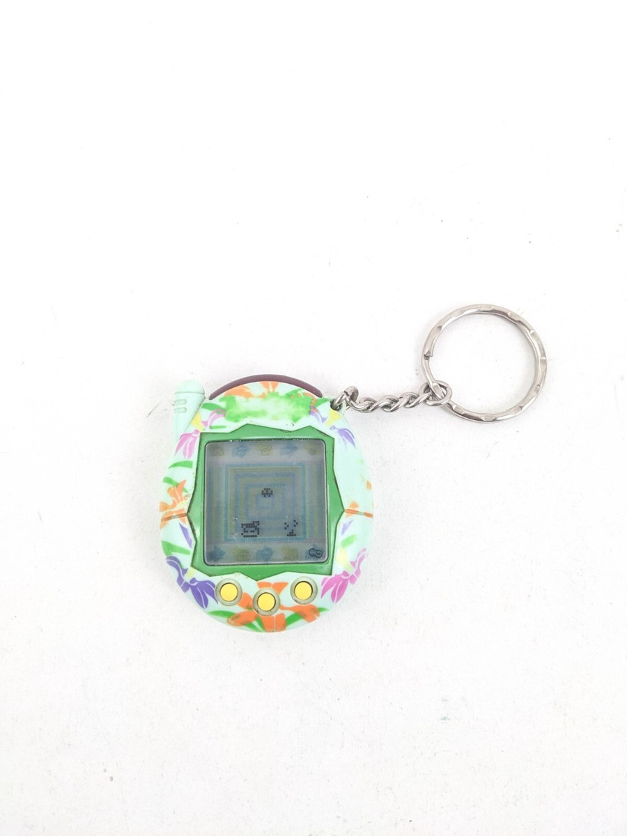 Tamagotchi Connection V3 2004 Blue Tropical Flowers Vintage Bandai
