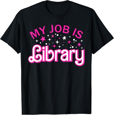 My Job Is a library Retro Pink Style Reading Books librarian Gift Unisex T-Shirt