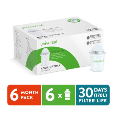 Universal Wasserfilterpatronen, klassischer Stil, 6er-Pack, von Aqua Optima