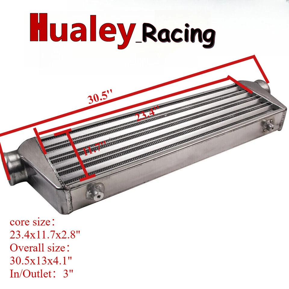Intercooler universal de aluminio de montaje frontal de 30,5"" X 13"" X 4,1"" tubo y aleta turbo Foto 3 de 4