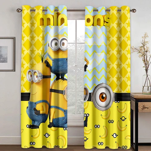 3D Minions Cortinas Niños Oscurecimiento Cortina Cortinas Opacas con Ojales Nuevo - Imagen 6 de 19