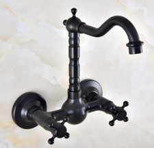 Black Oil Rubbed Brass Kitchen Faucet Bathroom Sink Mixer Tap Wall Mount fnf854