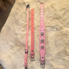 Lot of 3 Pink Adjustable Small Nylon Standard Dog Collars Unisex