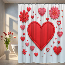 Adorable Red Heart Shower Curtain for Kids and Valentine's Decor