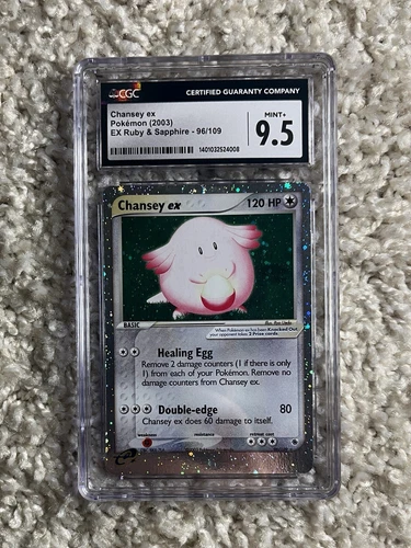 Chansey EX CGC 9.5 Pokemon 2003 EX Ruby Sapphire e-Reader Holo Orbs Swirl POP 10