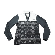 The North Face Girls XL Glacier Fleece Snap Pullover Black White Geometric Top