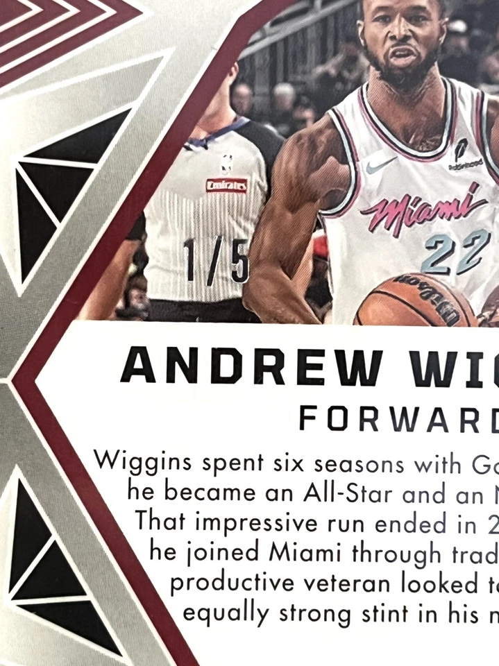 Эндрю Уиггинс 24-25 обсидиан глубоководный моджо травление 1/5, Майами, SSP - Изображение 3 из 3