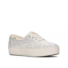 Keds Sneakers Women's 7 Cream Glitter Round Toe Comfort Platform Shoes RHS8329