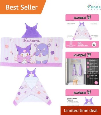 Kids Hooded Bath Towel Cotton Kuromi Soft Absorbent Pool Beach 24x50
