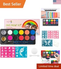 Face Painting Kit for Kids with 12 Colors Safe and Non-Toxic Large Water Base...