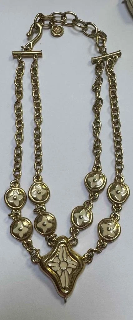 Collana Vintage Givenchy Runway 18" Smalto Bianco Off Doppio Link Audace Grossa