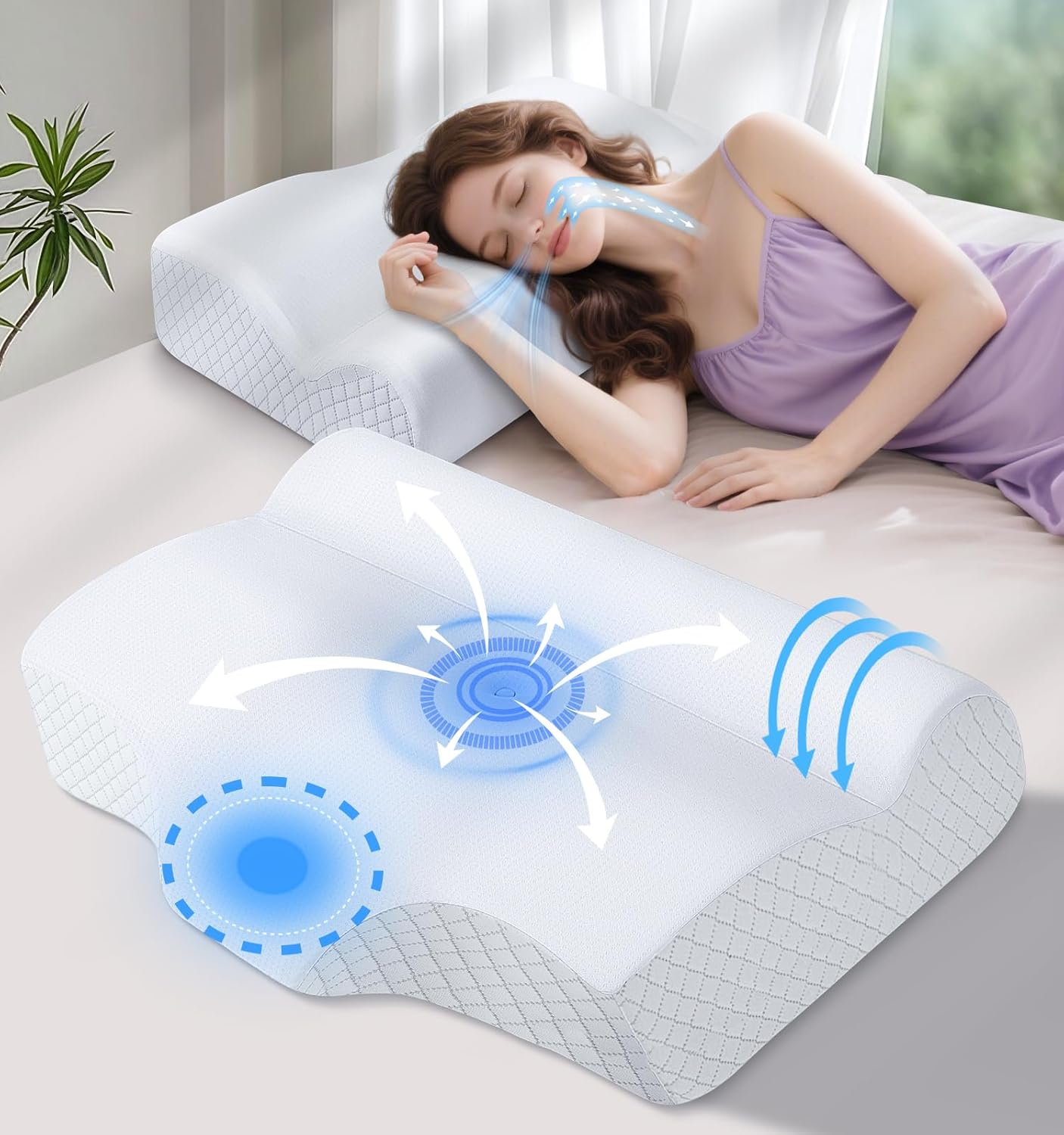 Orthopedic Cervical Memory Foam Pillow for Neck & Shoulder Pain Relief - Ergonom