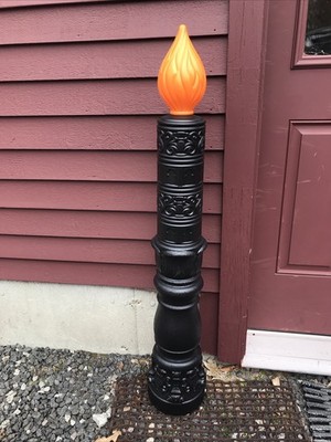 Blow Mold Halloween Haunted House Candle Orange Flame Empire Mold Big 45 