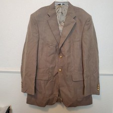 Stafford Mens Brown Worsted Wool Blend 2 Button Blazer Sport Coat Gold Buttons