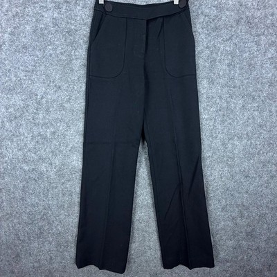 Ba&sh Office Pants Women XS Black Stretch Comfort Flat Front Straight Leg Career