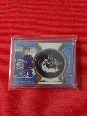 2019-20 Quinn Hughes Trilogy Signature Pucks Auto #21/25 Canucks SP RC Rookie 