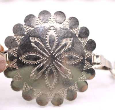Silver Concho Belt Floral Engraved Western Native American 