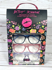 Betsey Johnson Reading Glasses 3 Pairs Pink Blue Lavendar 1.50