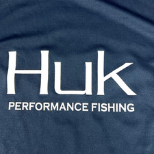 Huk Performance Crew Fishing Shirt Mens Small Polyester Blue Activewear Hiking