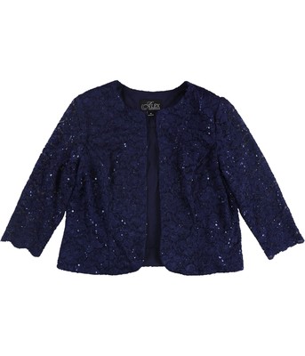 Alex Evenings Womens Lace Cardigan Sweater, Blue, Petite, 14P