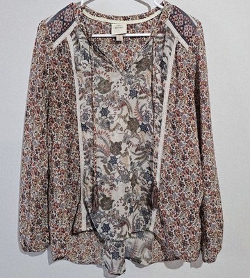 Knox Rose Cottagecore Women's Multicolor Floral Taselled Flowy Boho Size S